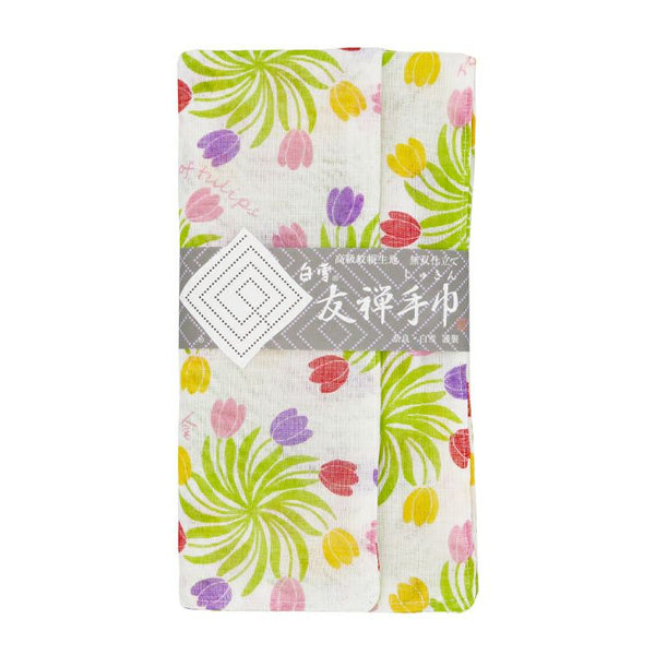 
Shirayuki Fukin Tea Towel in Tulip hanging to dry