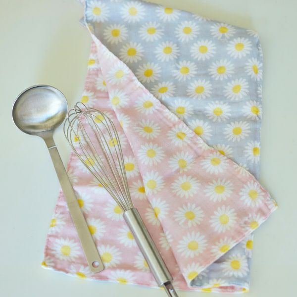 Shirayuki Fukin Tea Towel in Margaret hanging to dry