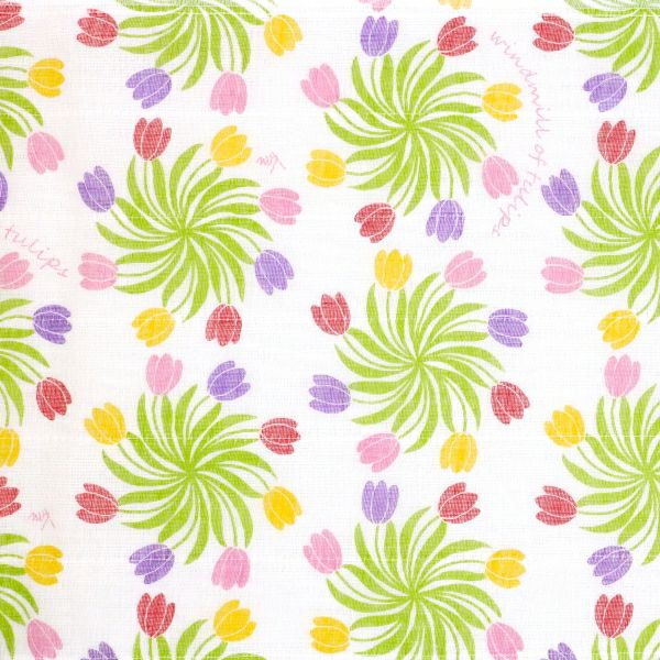 Shirayuki Fukin Tea Towel in Tulip hanging to dry
