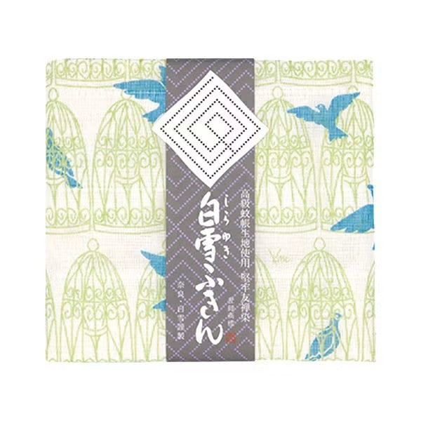 Shirayuki Fukin kitchen cloth in Bird, hanging to dry