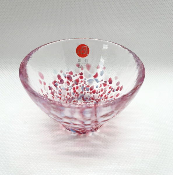Tsugaru Vidro Madai red sea bream glass sake cup, handmade in Aomori Japan