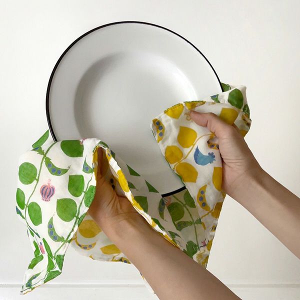 Shirayuki Fukin Tea Towel in Jack and the beanstalk hanging to dry