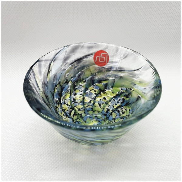 Tsugaru Vidro Hirame flounder black glass sakazuki, Aomori prefectural fish